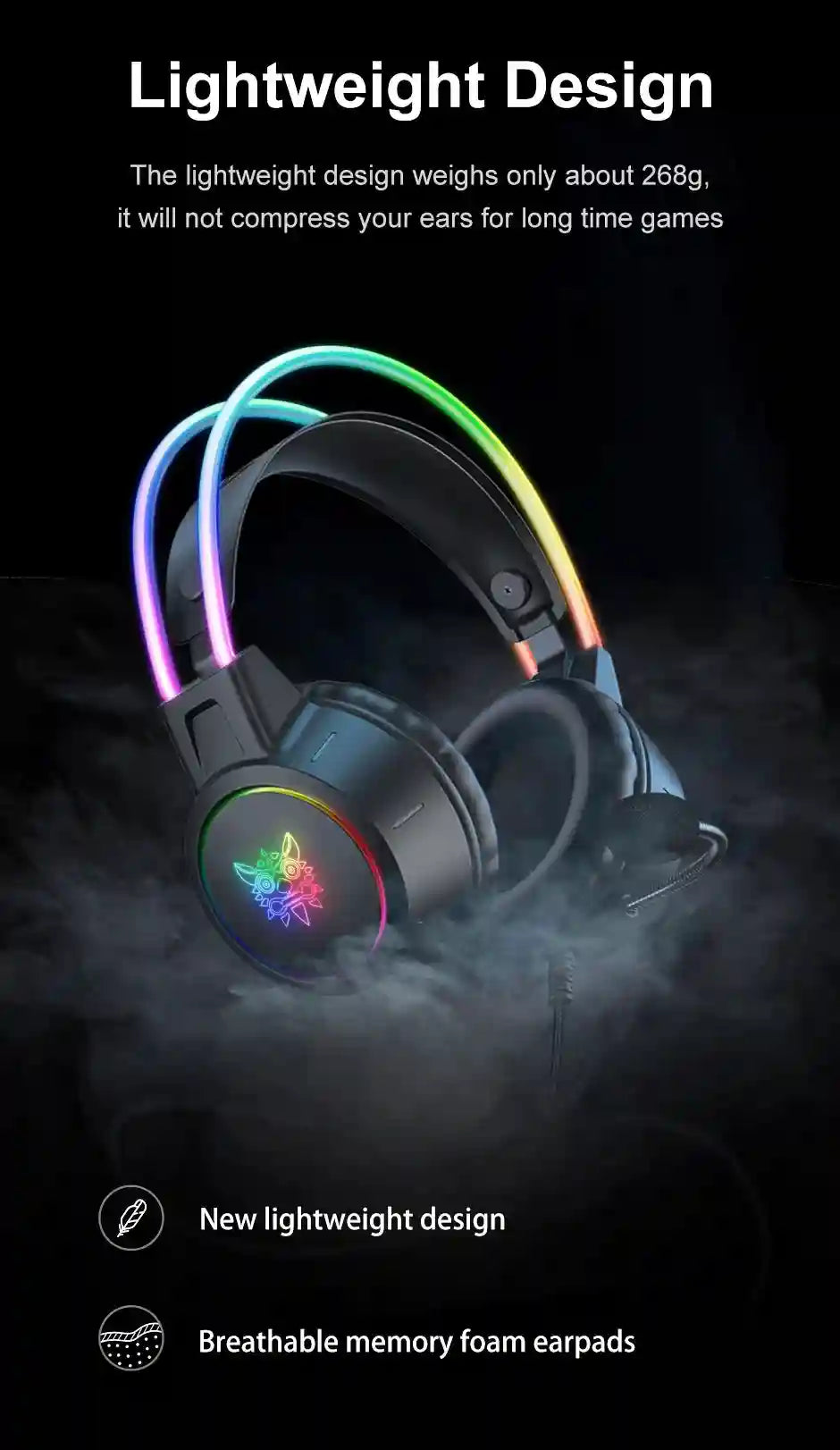 Gaming Headset with Mic - Wired RGB Over-Ear Headphones by Tidesmit Tidesmit