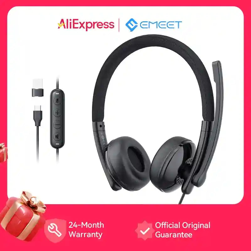 USB Wired Headset with Microphone - Noise Cancelling PC Office Headset Tidesmit