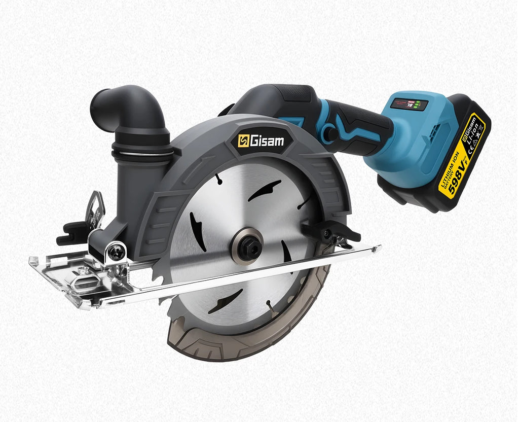 Gisam 165mm 10000RPM Brushless Electric Circular Saw Cordless Adjustbale Angle Woodworking Power Tool For Makita 18v Battey Pins