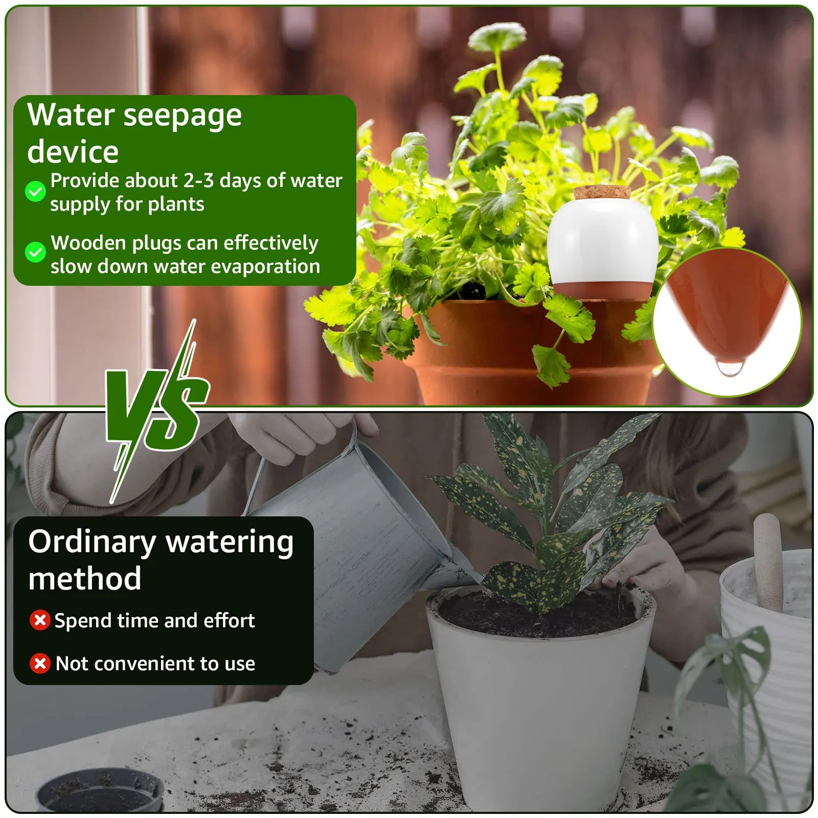 4Pcs 320ml Ceramic Plant Self Watering Spikes Potted Automatic Irrigation System Watering Ball Slow Release Planter Insert