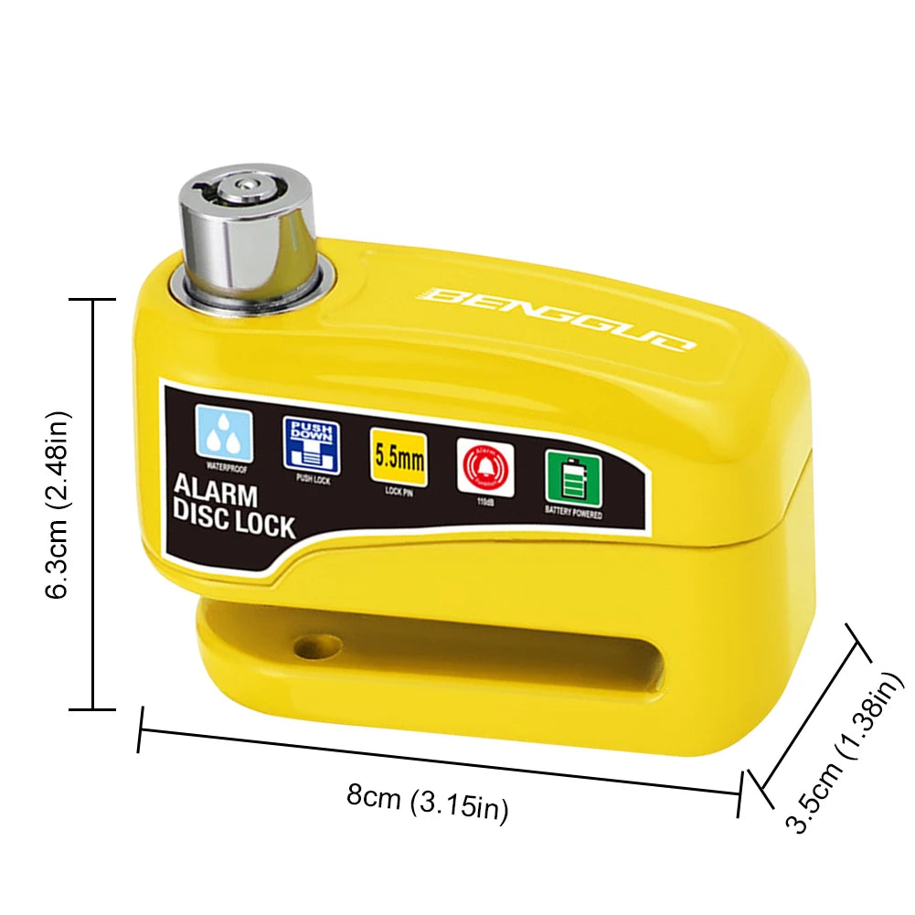 Motorcycle Alarm Wheel Disk Brake Lock with Keys Waterproof Bike Alarm Security Padlock Aluminum Alloy Bike Accessories