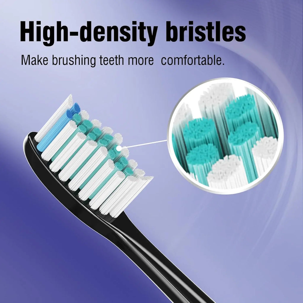4Pcs Replacement Toothbrush Heads Compatible with Fairywill Electric Toothbrushes Only Fit Model P80 P11 P9 and T9 ,Black,white