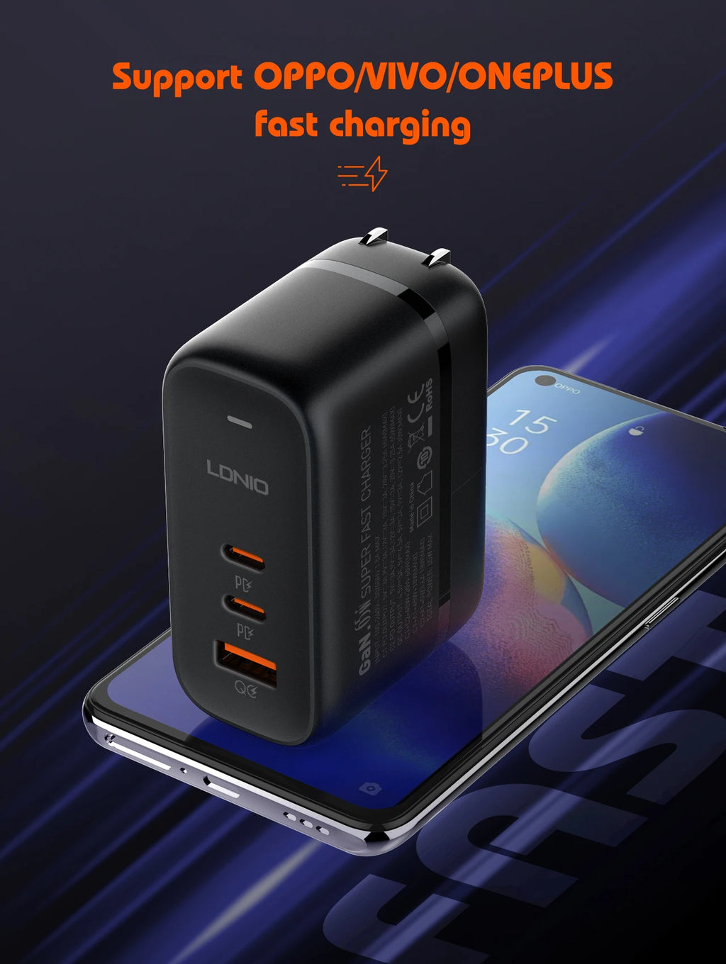 LDNIO 140W GaN international Travel Adapter USB C Charger Block 100W Port LED Display AU US UK EU Charging Station Wall Charger