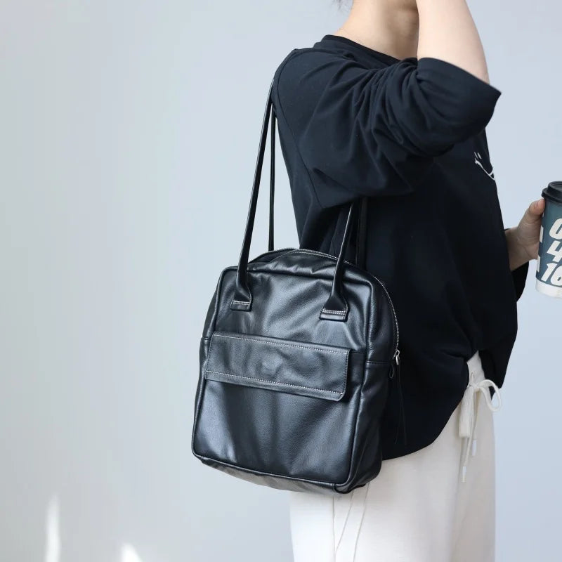 Soft Genuine Leather Women Single Shoudler Bags Small Size Zipper Tote Fashion Versatile Handbag Luxury Design
