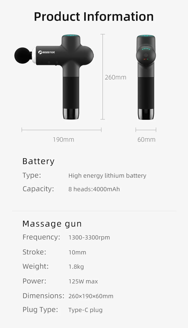 Tidesmit Deep Tissue Massage Gun - 4000mAh Rechargeable Muscle Relief Back Massage Instrument Tidesmit