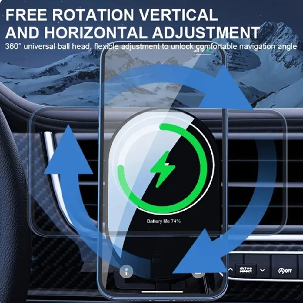 Magnetic Wireless Car Phone Charger – Fast Qi Certified Mount Tidesmit