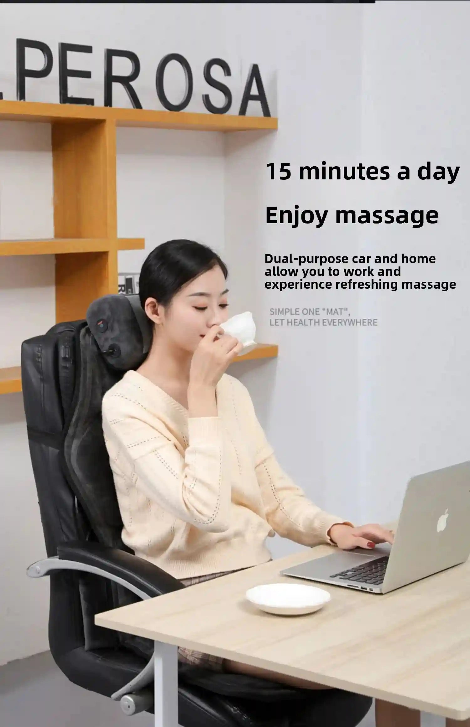 Electric Massager Seat Cushion with Heat and Airbag Lumbar Support Massage Roller Tidesmit