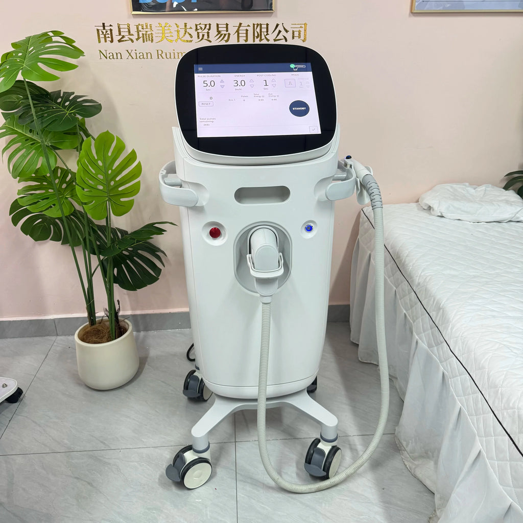 White professional facial lifting machine with touchscreen for anti-wrinkle skin care and body rejuvenation therapy.