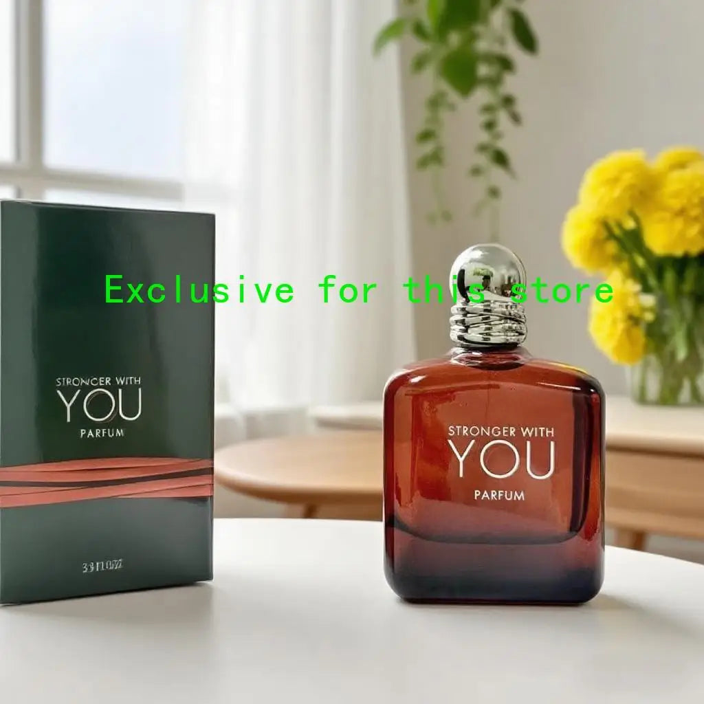 Stronger With You Parfum 100ml: long-lasting unisex oud fragrance in a sleek brown square glass bottle.