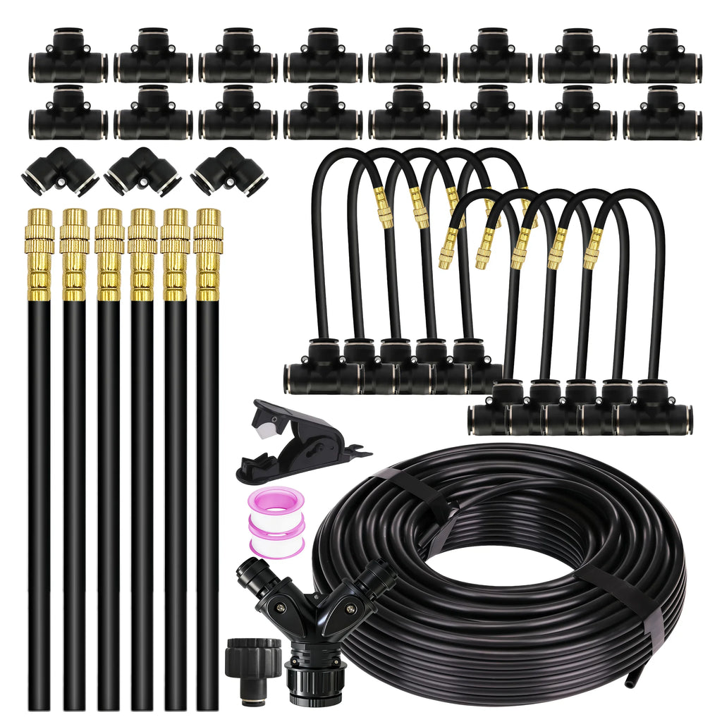 Garden 5 30M 8mm PE Hose 20cm 360 Bending Brass Nozzle Spray Kit Atomized Automatic Irrigation Equipment Plants Mist Watering System