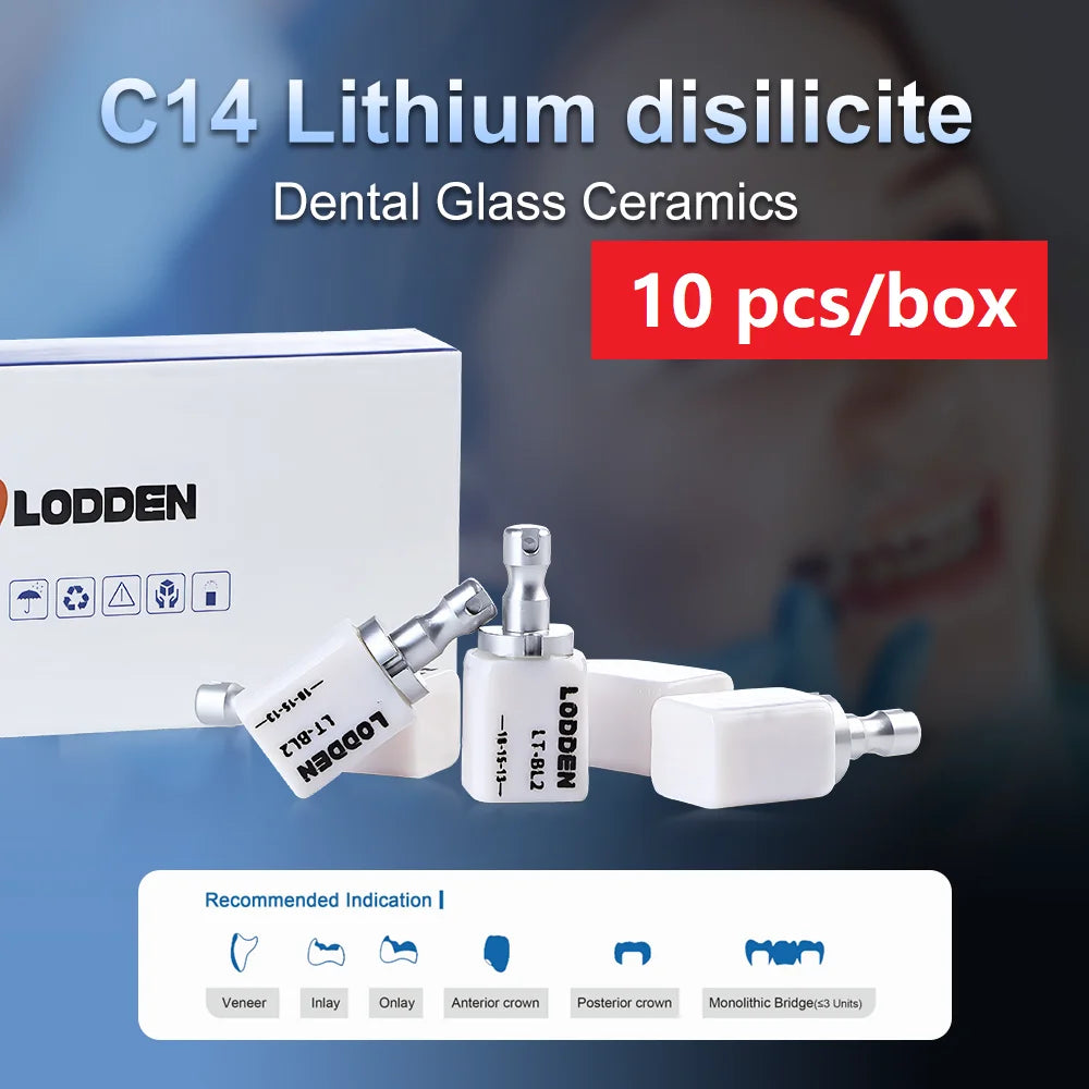 Tidesmit 10PCS Lithium Disilicate C14 Dental Ceramic Blocks for CAD CAM Sirona Cerec Veneers