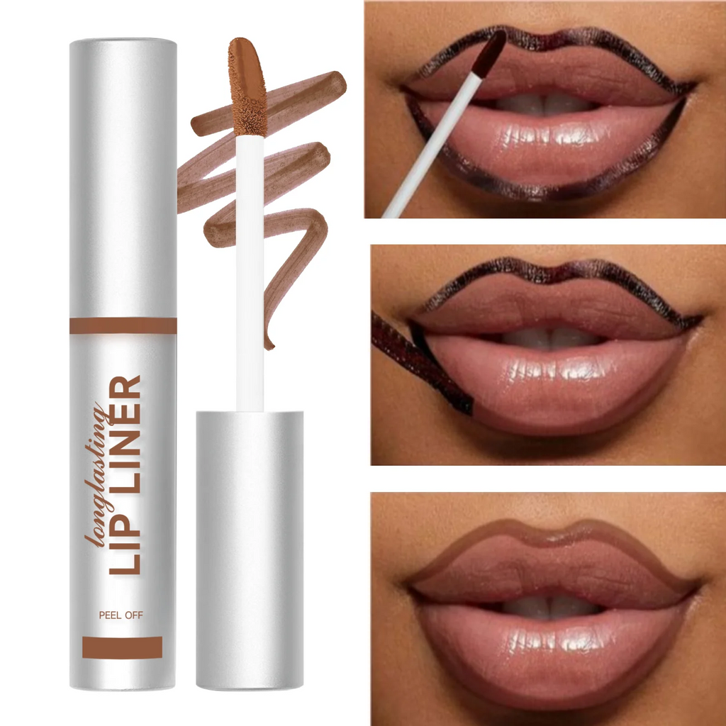 Waterproof brown peel-off lip liner gloss for custom, long-lasting matte lip definition and precise application.