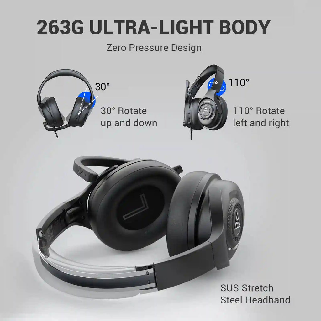 Gaming Headset with Microphone - Over-ear Wired Stereo for PC and PS5 Tidesmit