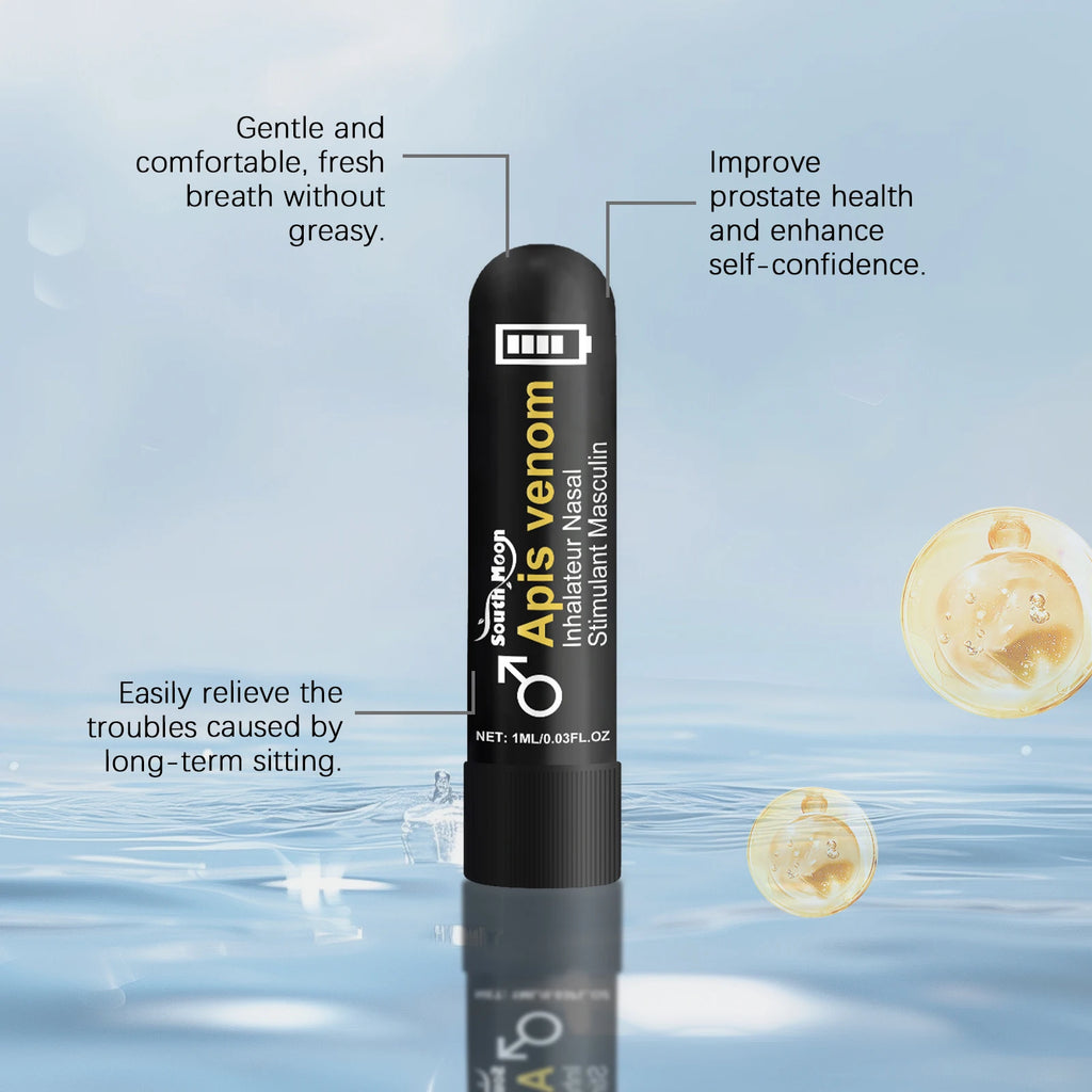 Tidesmit Apis Venom nasal sniffing stick for men's daily prostate health, comfort, and vitality support.