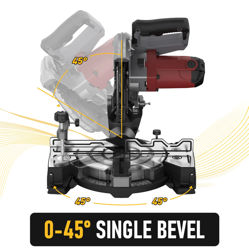 45° Bevel Compound Miter Saw 8inch, 1400W Electric Mitre Saw with 24T Carbide Blade, 5000 RPM, Woodworking Cutting Tool for Wood