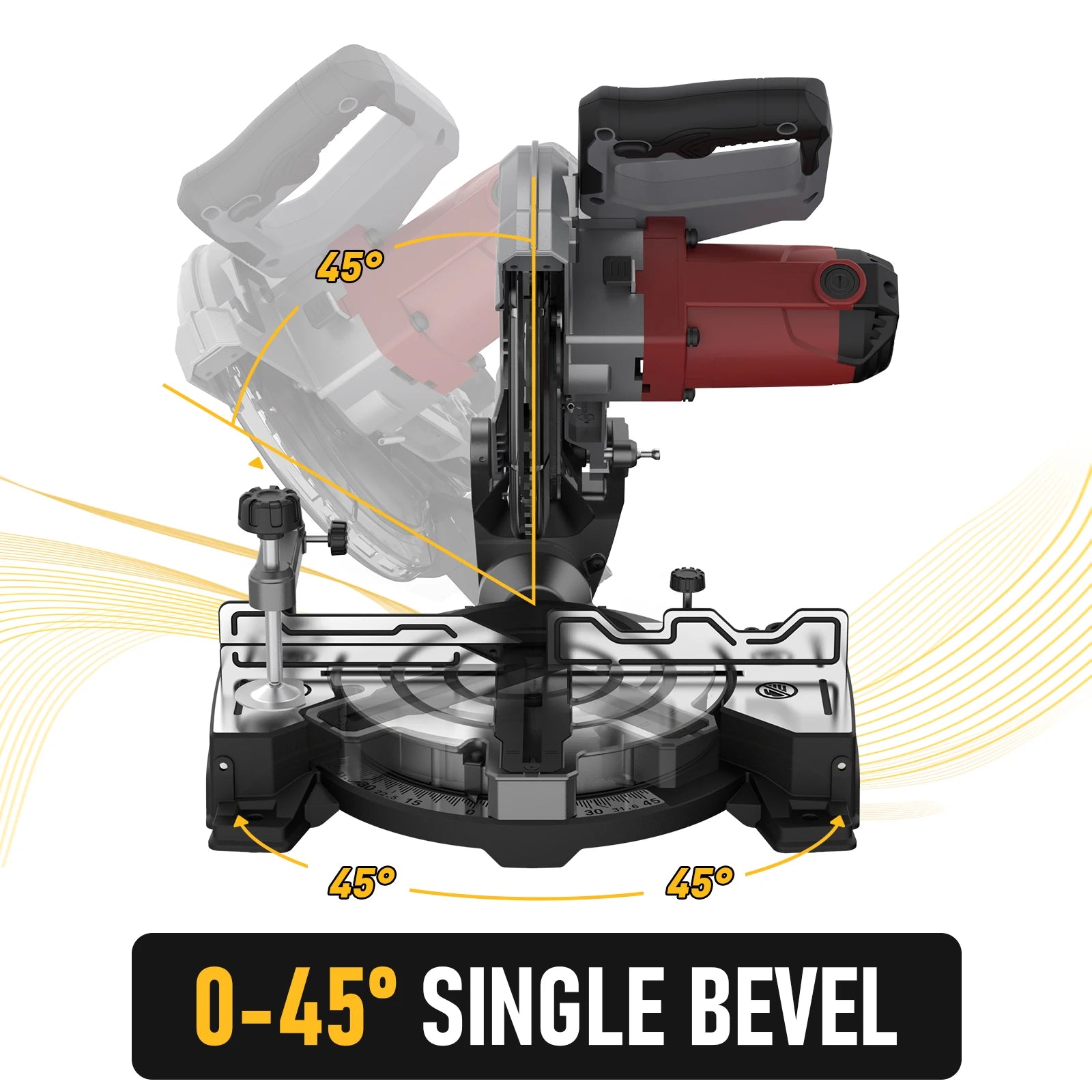45° Bevel Compound Miter Saw 8inch, 1400W Electric Mitre Saw with 24T Carbide Blade, 5000 RPM, Woodworking Cutting Tool for Wood