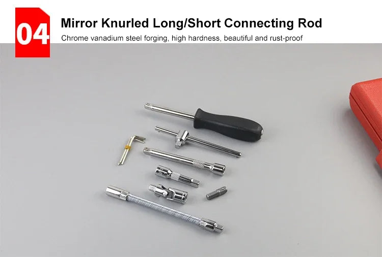 EAFC 46 PCs Automotive Repair Hand Tool Set Mechanic'S Tool Box 1/4"Socket Spanner Ratcheting Screwdriver Ratcheting Screwdriver
