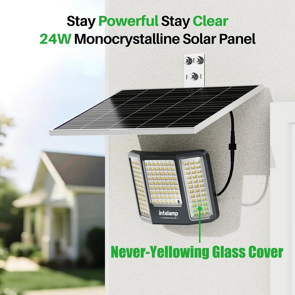 intelamp Powerful 20000mah Solar Lights Outdoor 3 Colors Modes With Super Large Solar Panel For Garden Yard Path Garage