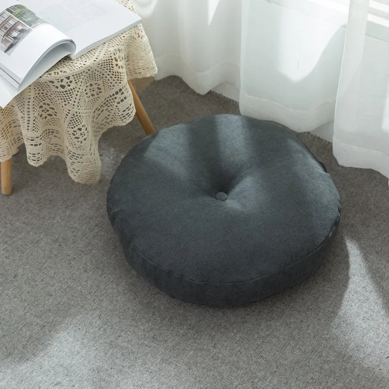 Round Shape Linen Seat Cushion Silk Cotton Core Tatami Cushion Pillow Home Decoration Soft Car Sofa Cushion Flax Round Sitting
