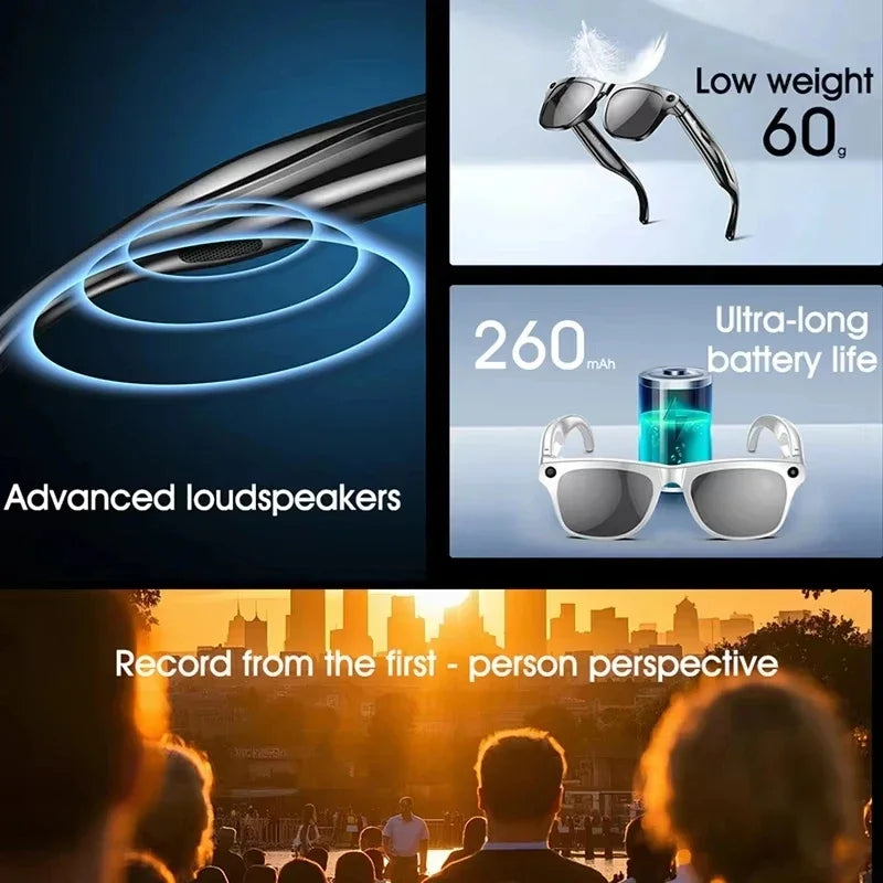 Tidesmit Smart Glasses 8K AI Camera with Bluetooth Spatial Audio Tidesmit