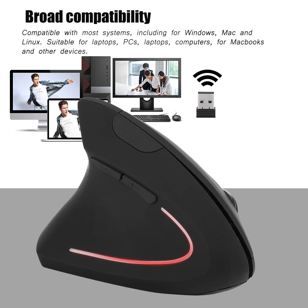Left Handed 2.4GHz Wireless Optical Mouse USB Ergonomic Vertical Optical Mouse for PC Computer Laptop