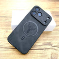 iPhone 17 Pro Max Faux Leather Magnetic Slim Case - Shock Absorbing Black Tidesmit