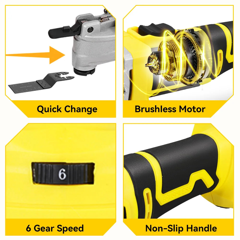 MELLWIN Brushless Oscillating Multi Function Tool Electric Saw Polisher Woodworking Cutting Tool For Makita 18V Battery Pin