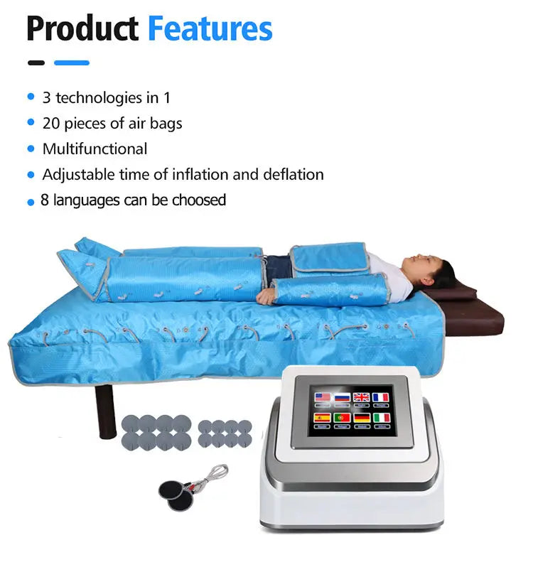 Portable Lymphatic Drainage Machine 3-in-1 EMS Massager with Heat Therapy Body Shaping Massage Equipment Tidesmit