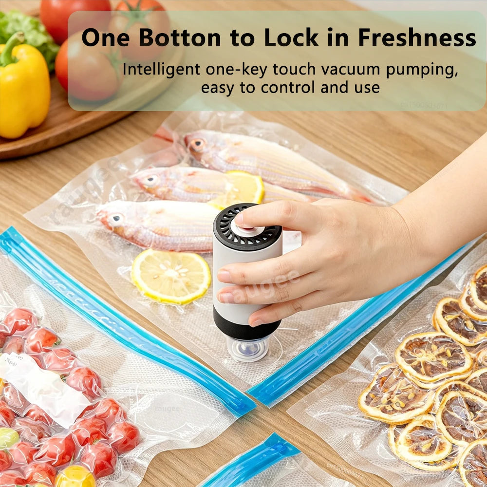 Electric Vacuum Sealer Pump Mini Handheld Vacuum Pump with Food Vacuum Bags USB Rechargeable Portable Mini Vacuum Sealer Machine