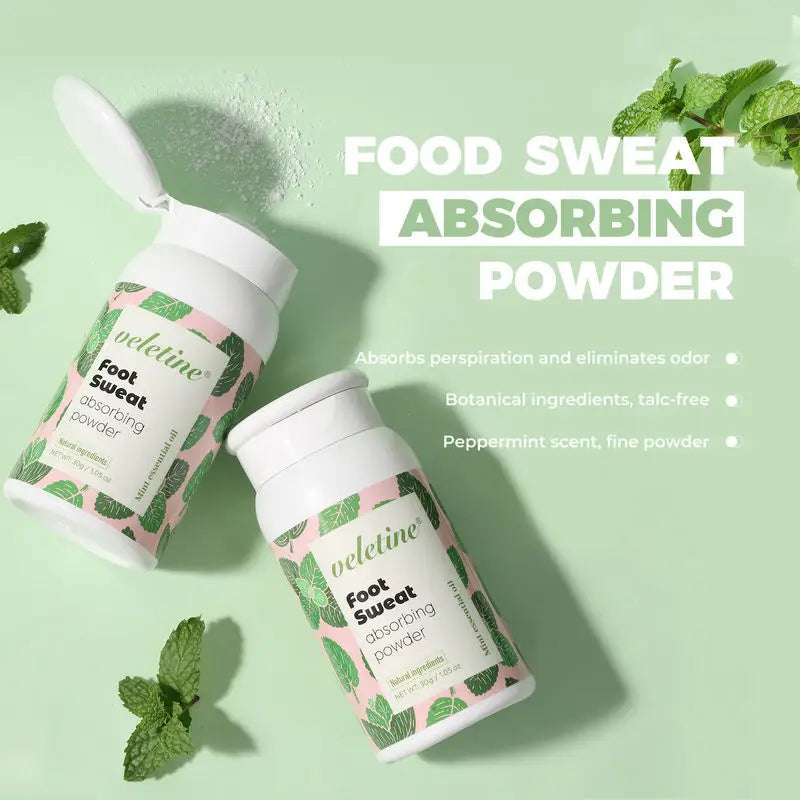 Tidesmit organic foot deodorant powder, 3 pack, absorbs sweat and eliminates odor for cool, dry feet.