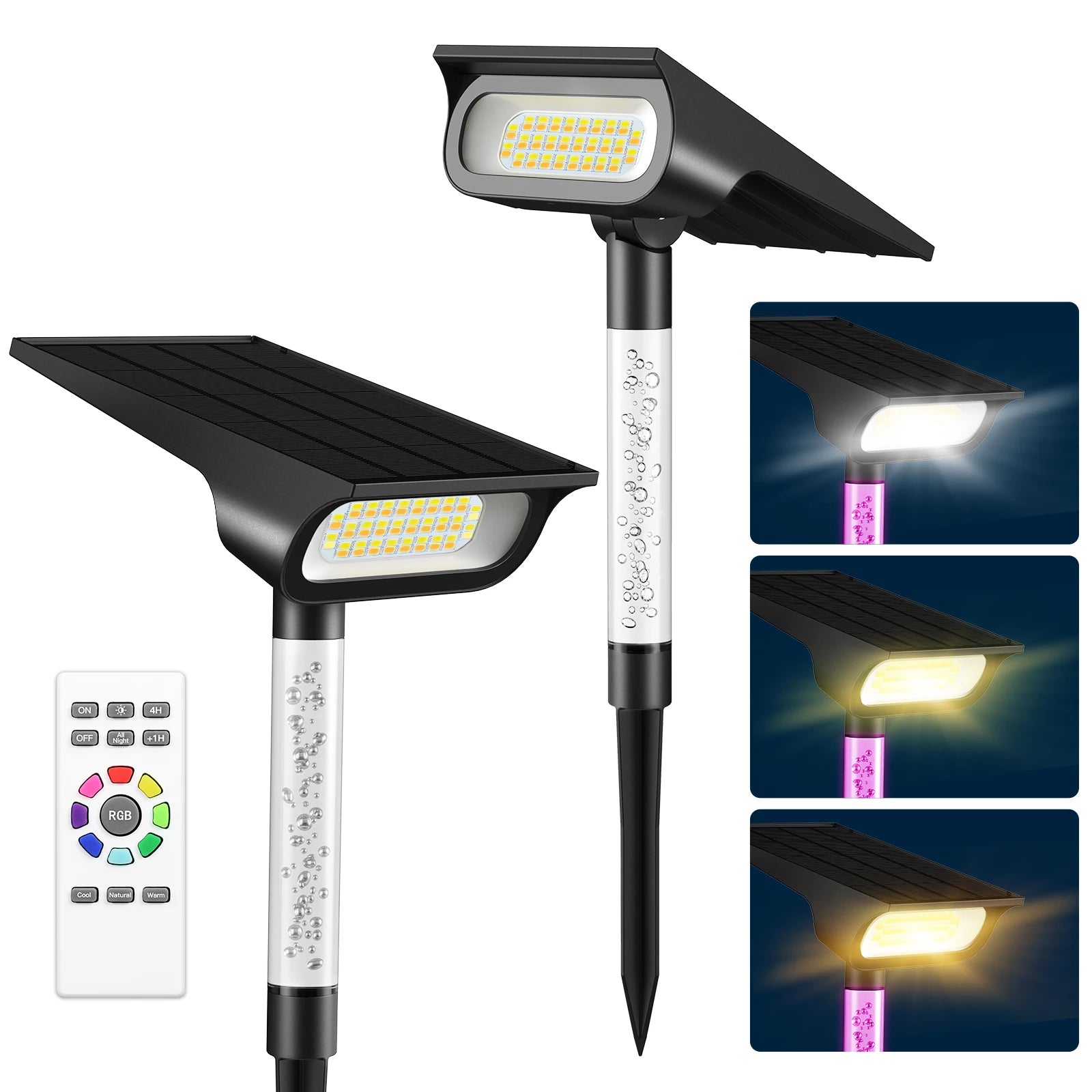 Intelamp Solar Spotlights 4000Mah 3 Color Modes Outdoor Solar Light Garden Lights for Landscape Pathway Yard Patio Garage Driveway Tree