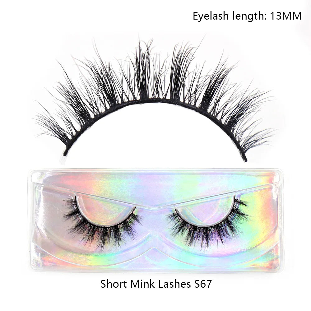 Tidesmit LEHUAMAO 12mm-15mm natural 3D mink false lashes showing fluffy wispy texture for face makeup detail view