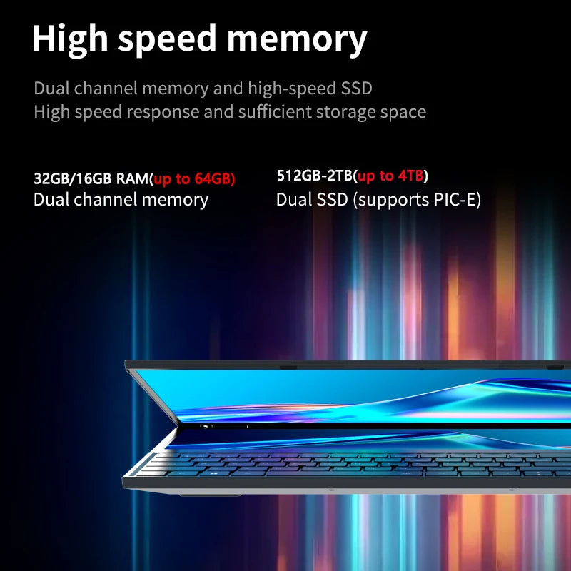 TUHUI Intel core I7-9750H Dual Screen Laptop 16 Inch Gaming Laptops 14 Inch Touch Screen 32G RAM 2TB SSD Notebook Win11 Computer