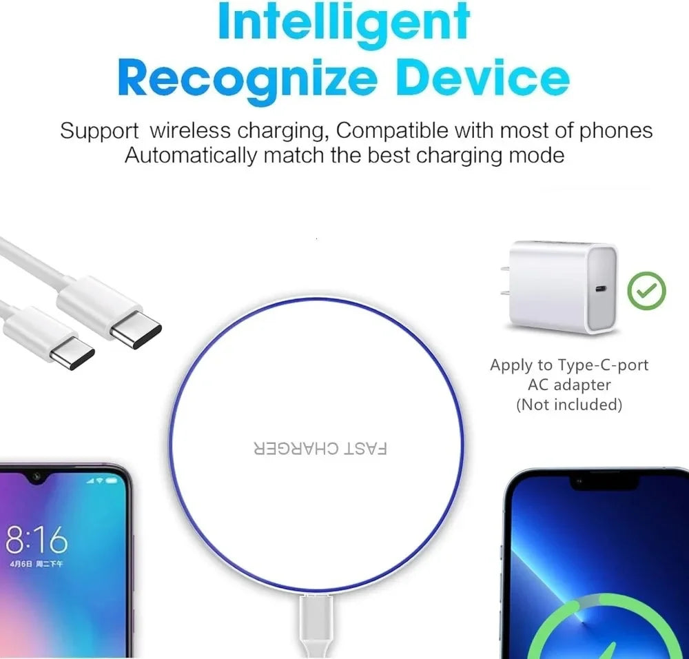 Wireless Charger Pad - Qi Certified Fast Charging Station Tidesmit