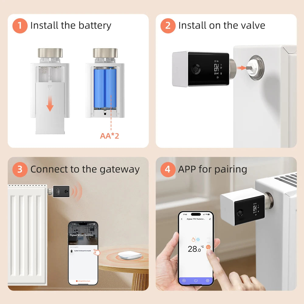 AVATTO ZigBee 3.0 Smart Thermostat Radiator Actuator,TRV Thermostatic Valve Controller Support Tuya Alexa Google Home Alice