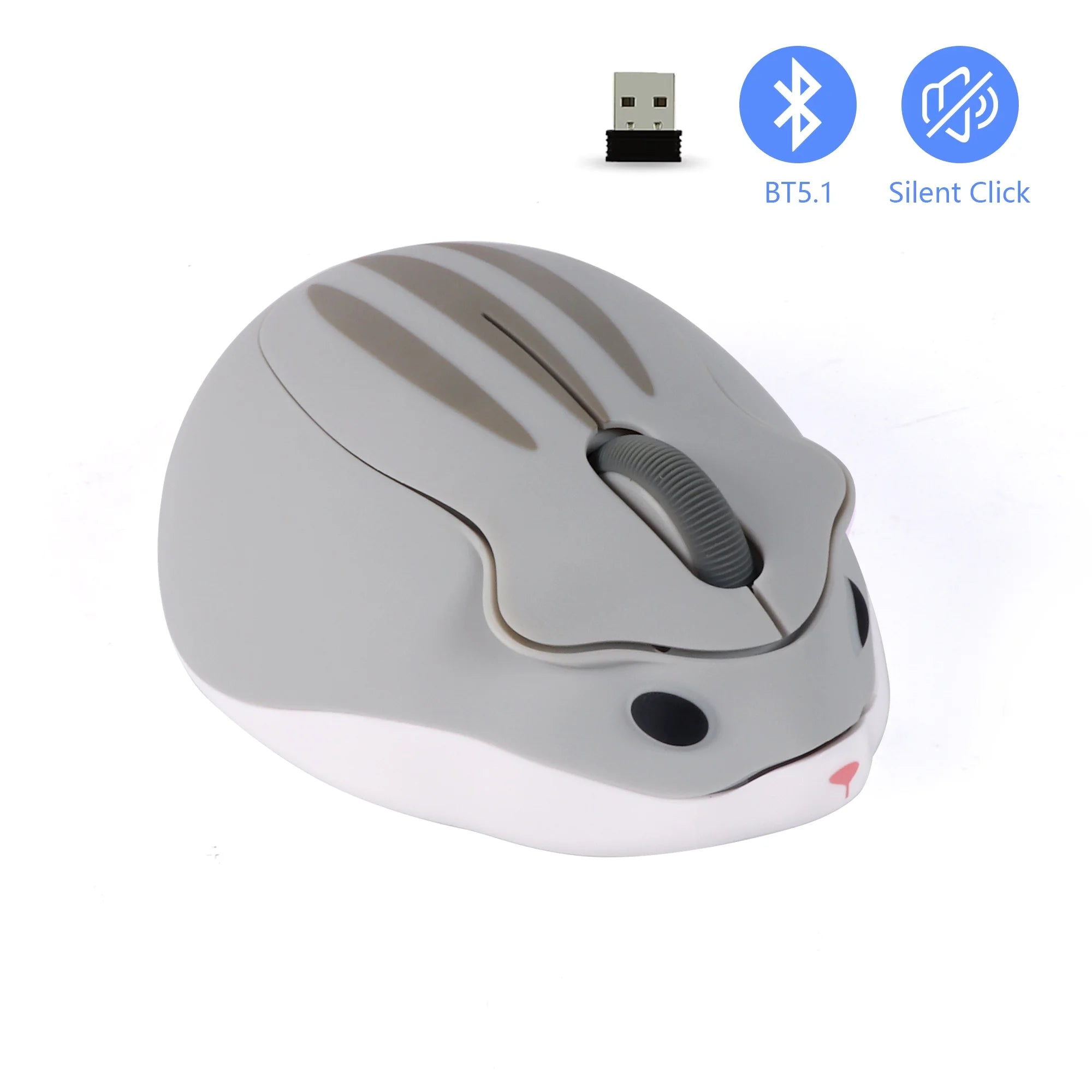 Mini Wireless Mouse 3D Cute Hamster 2.4G Bluetooth Dual Mode Connectivity Long Battery Life Mute USB Optical Mouse For Laptop PC