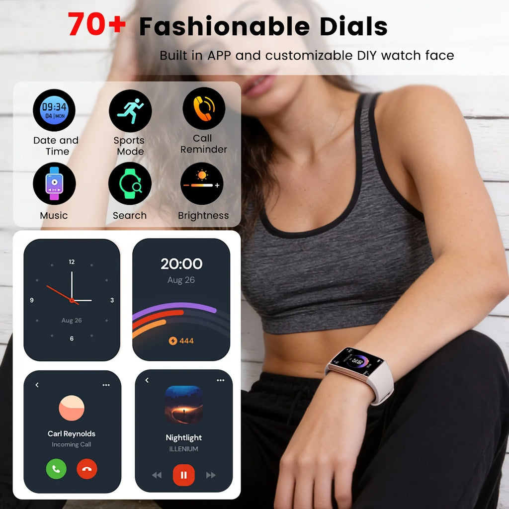 C81 Fitness Band, 1.1-inch AMOLED display smartwatch, IP68 water-resistant pedometer, suitable for both men and women.