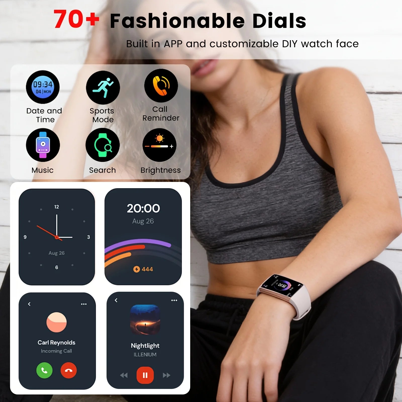 C81 Fitness Band, 1.1-inch AMOLED display smartwatch, IP68 water-resistant pedometer, suitable for both men and women.
