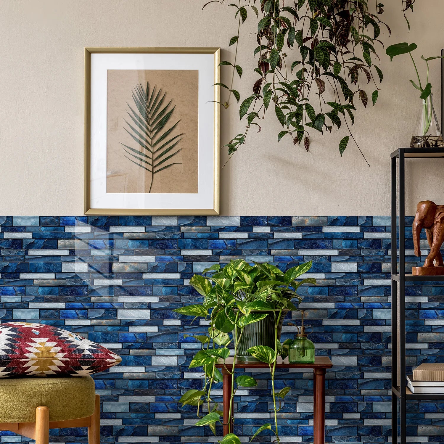 Self Adhesive Waterproof Imitation Marble Flat Wall Tiles Suitable for Indoor Wall Decoration (6/12/24/48 PCS)