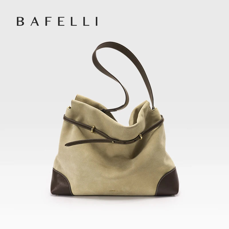 2026 ﻿Genuine Suede Women's Bag Large Capacity Crossbody Underarm Tote for Commuting Multi-functional BAFELLI Hobo Bag