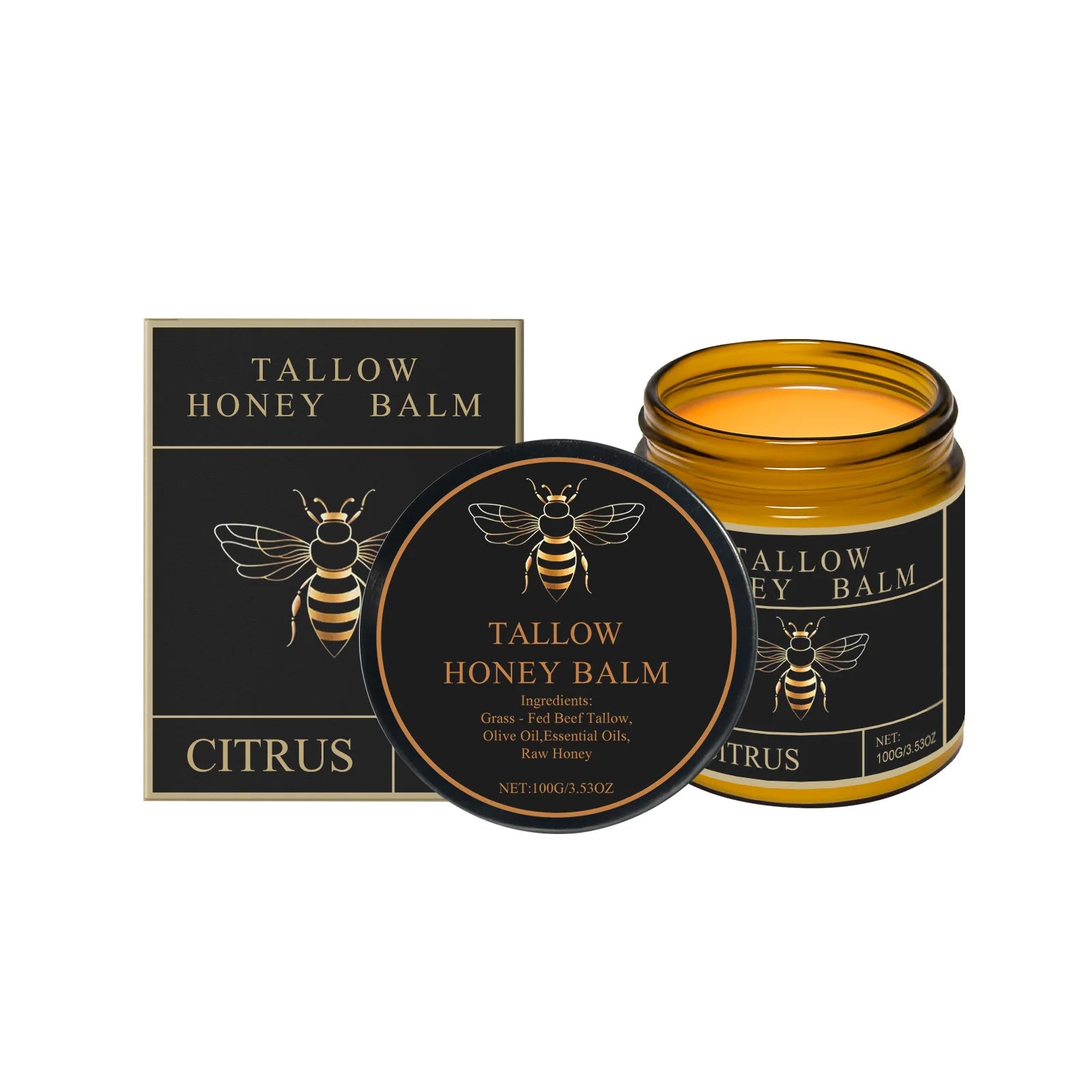 Tallow and Honey Balm Long Lasting Moisturizing Skin Firming Deep Nourishing Non-greasy Tallow Honey Balm for Dark Spots Removal