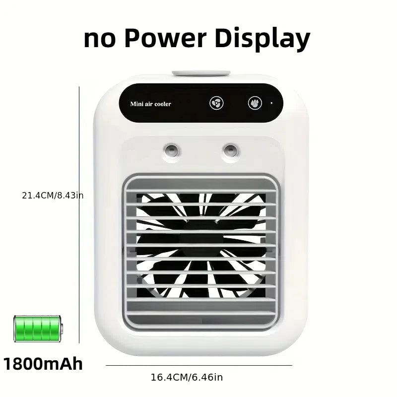 Tidesmit portable USB desktop air cooler with water tank and 1800mAh battery for personal cooling, side view angle.