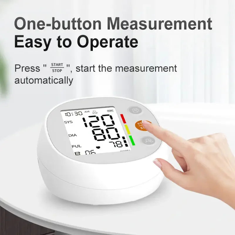 Upper Arm Blood Pressure Monitor Round Large Screen Fully Automatic High Precision Medical Grade Electronic BP Meter for Home