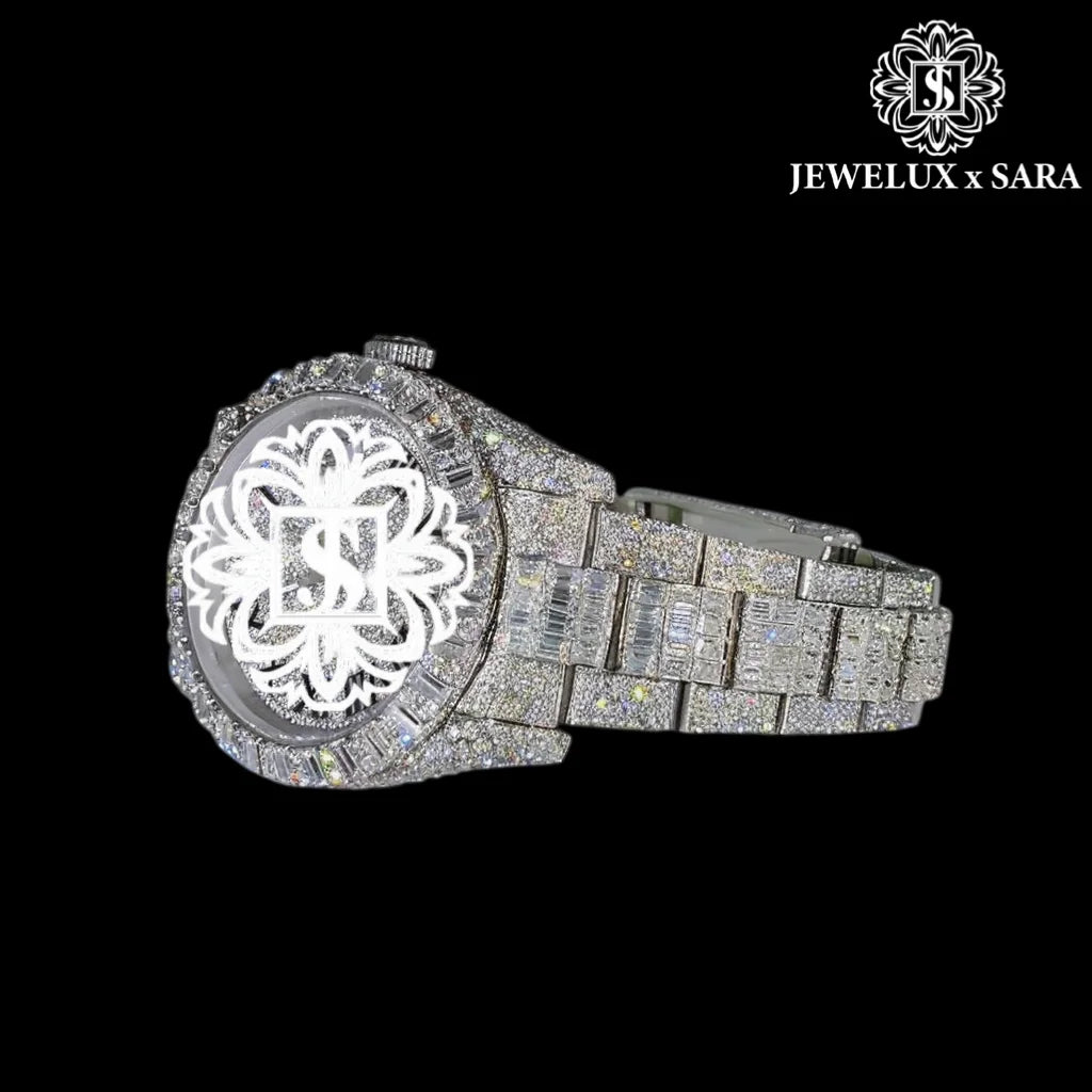 Premium Quality Exclusive Silve Diamond Luxury Watch Water Resistant Automatic Movement Available for Affordable Price