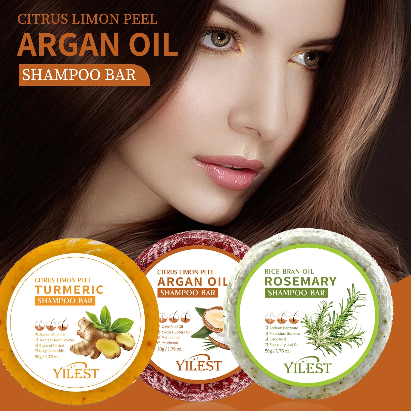 4 Pcs Argan Oil Shampoo Bar - Supports Hair Retention, Repairs Damaged Frizzy Hair, Gentle Scalp Moisturizing Treatment.