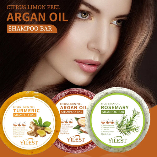 Argan oil shampoo bar 4-pack, plastic-free hair repair treatment for damaged, frizzy hair and scalp moisturizing.