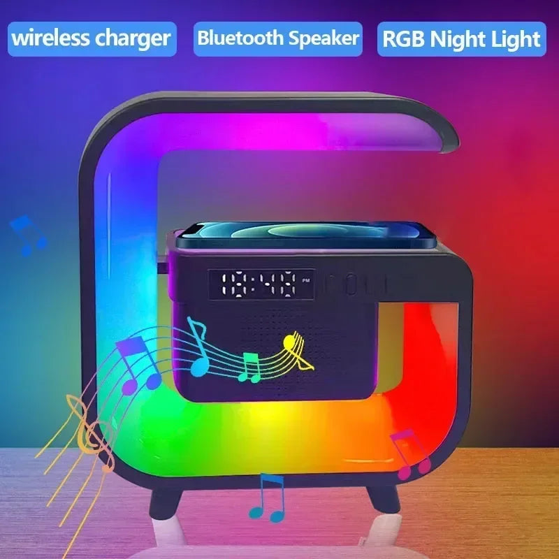 Portable Bluetooth Speaker with RGB Light, Wireless Charging & FM Radio Tidesmit