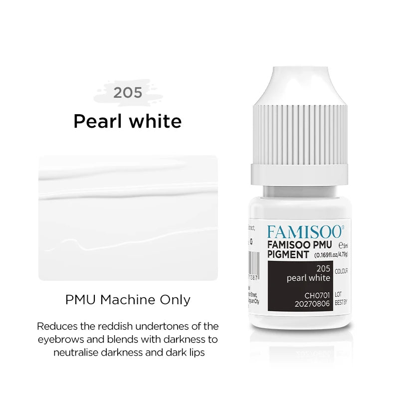 Eyebrow Tattoo Ink - Professional 5ml Microblading Pigment for PMU Machines Permanent Makeup Machines 205 Pearl White Tidesmit