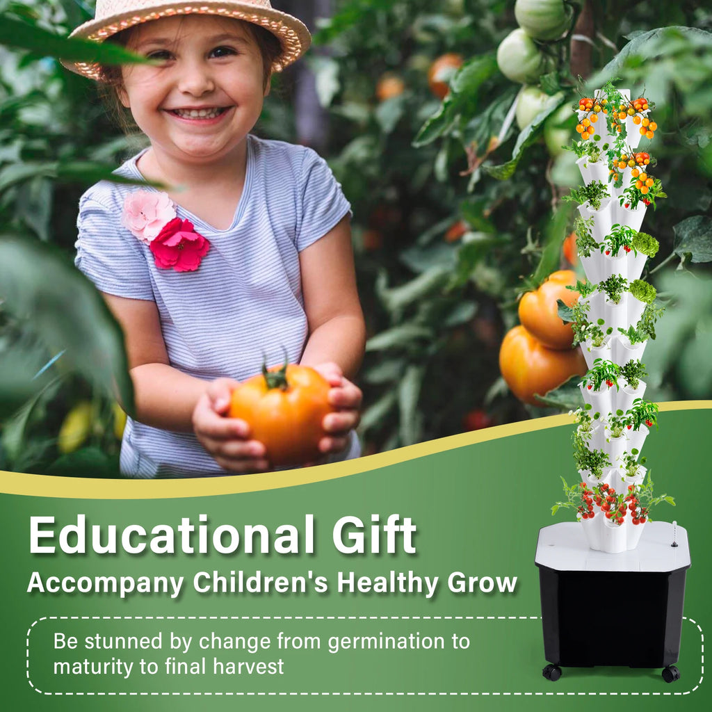 Hydroponics Growing Tower, Vertical Hydroponics Growing System with 50L Water Tank for Flowers Tomatoes