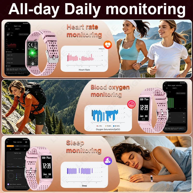 LIGE Women Smart Bracelet Heart Rate Sleep Monitor Health Band Waterproof Sports Fitness Tracker Men Smartwatch For Android iOS